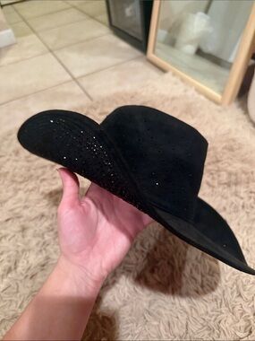 Black Suede Rhinestone Cowboy Hat
